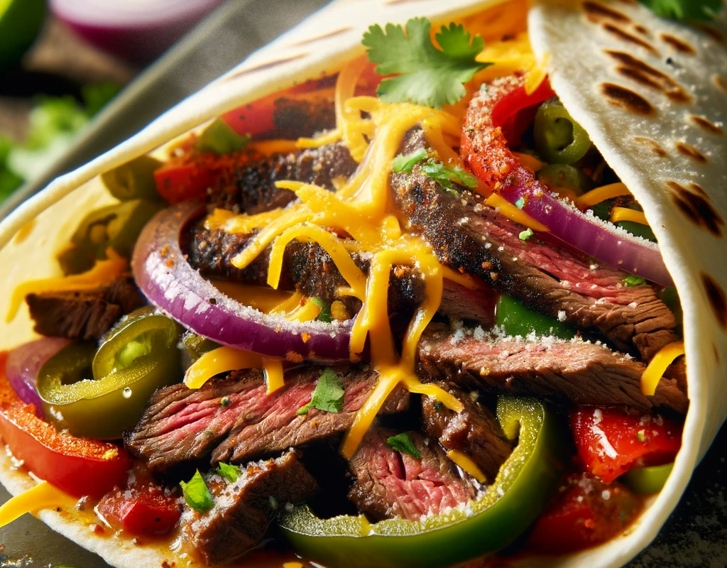 Fajitas de Carne com Queijo