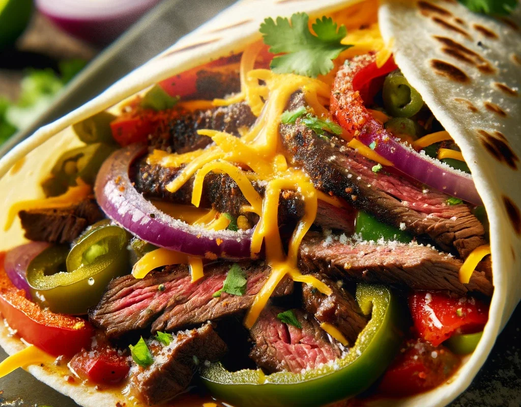 Fajitas de Carne com Queijo