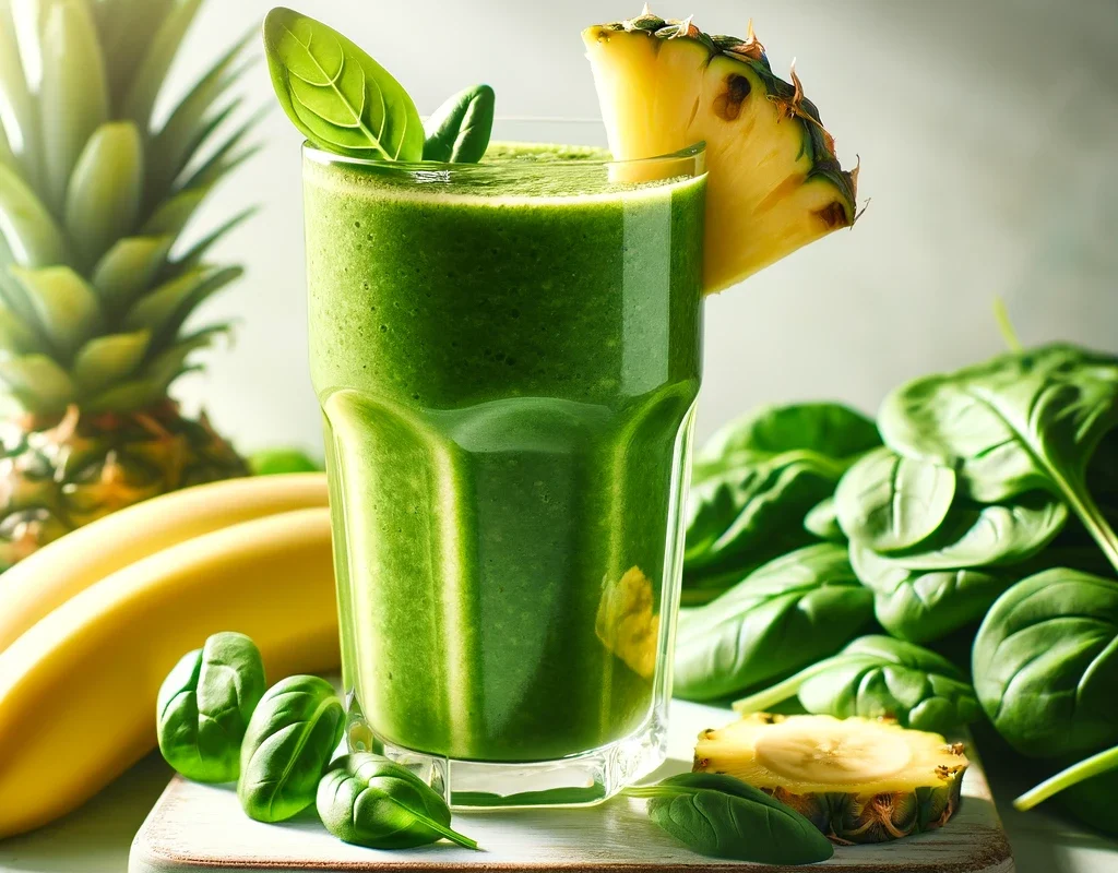 Smoothie Verde com Espinafre, Abacaxi e Banana